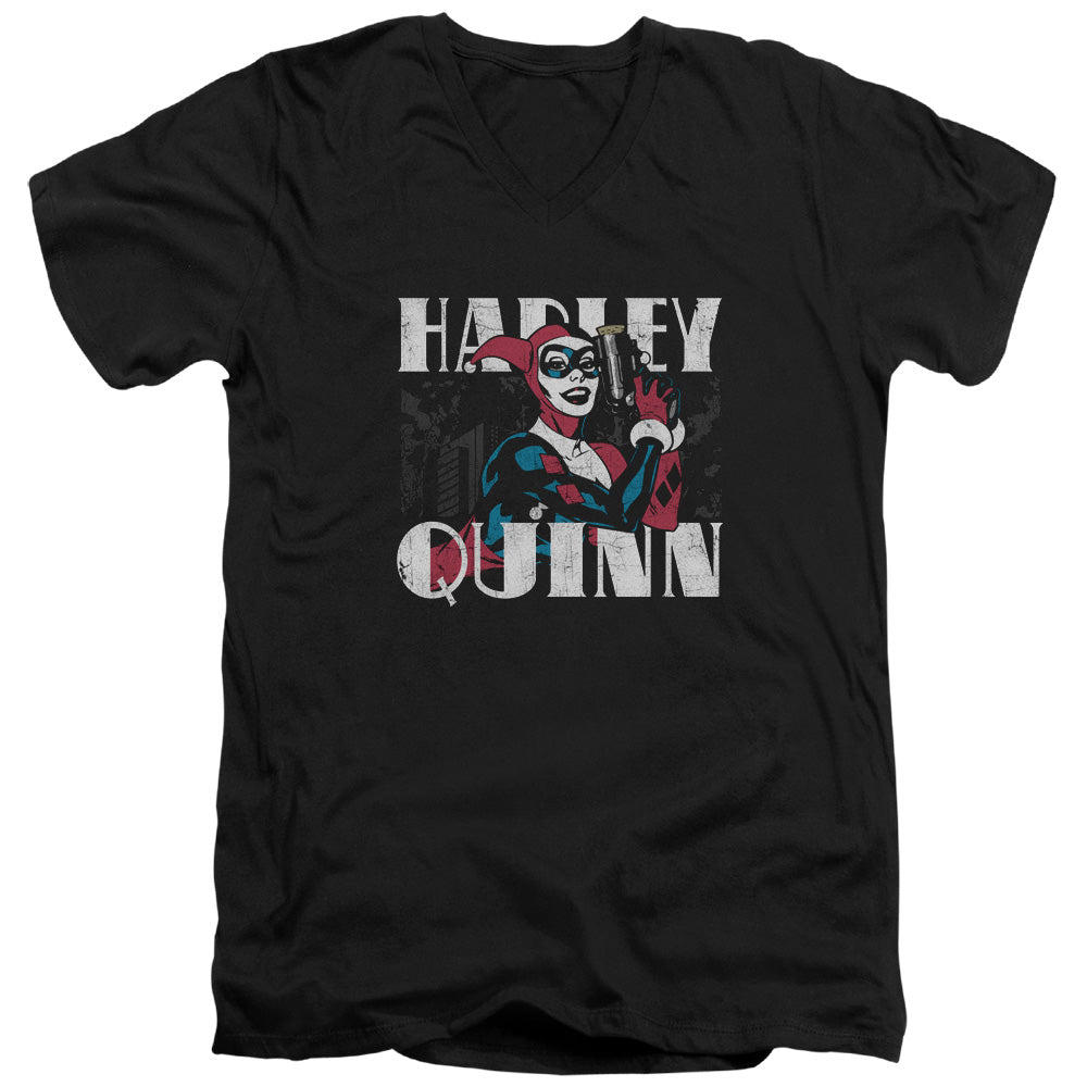 Batman Comics Harley Bold Men's 30/1 Cotton Slim V-Neck T-Shirt