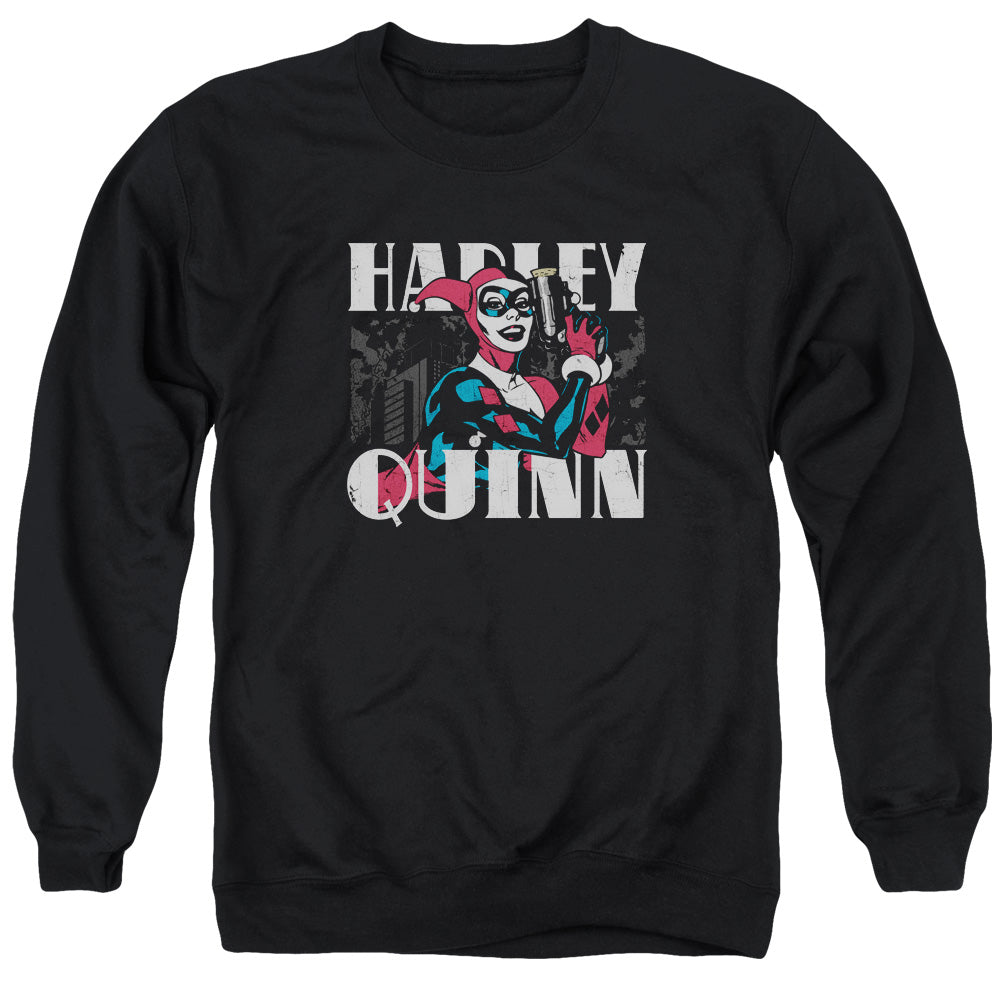 Batman Comics Harley Bold Men's Crewneck 50 50 Poly Long-Sleeve T-Shirt