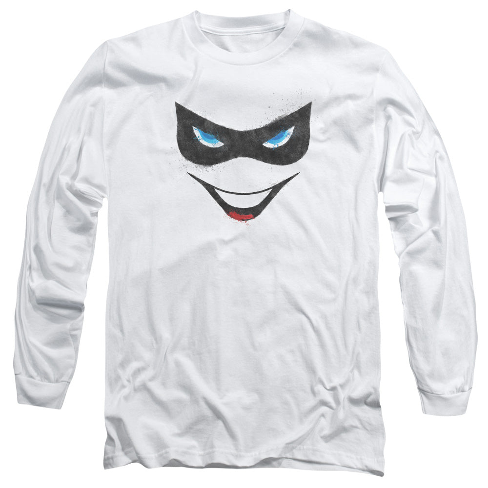 Batman Comics Harley Face Men's 18/1 Cotton Long-Sleeve T-Shirt