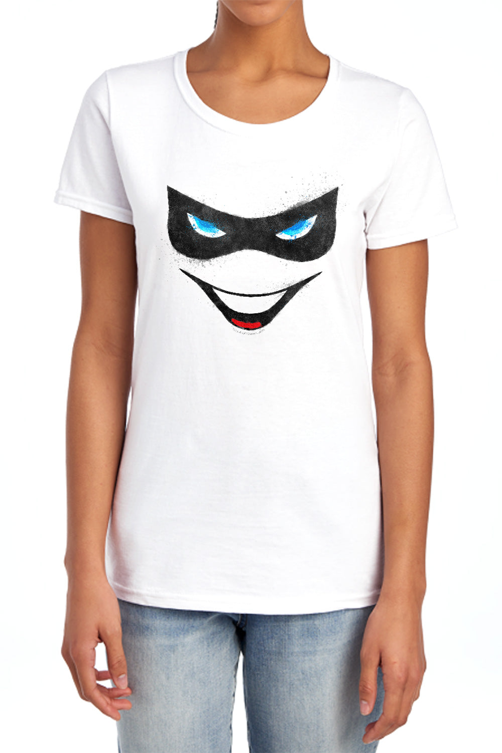 Batman Comics Harley Face Women's 18/1 Cotton Short-Sleeve T-Shirt