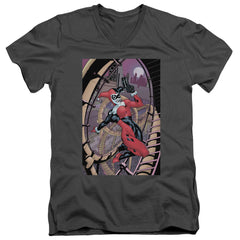 Batman Comics Harley First Men's 30/1 Cotton Slim V-Neck T-Shirt