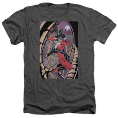 Batman Comics Harley First Men's 30/1 Heather 60 40 Poly Short-Sleeve T-Shirt