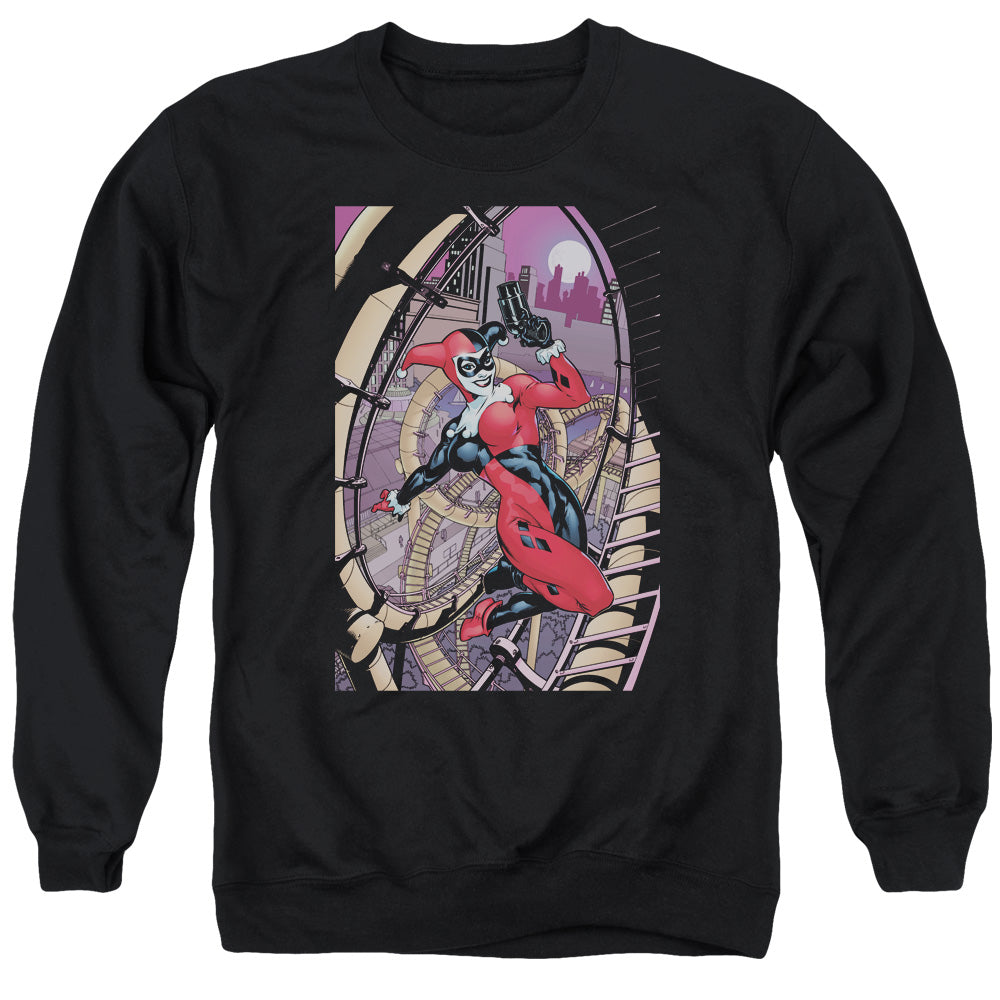Batman Comics Harley First Men's Crewneck 50 50 Poly Long-Sleeve T-Shirt