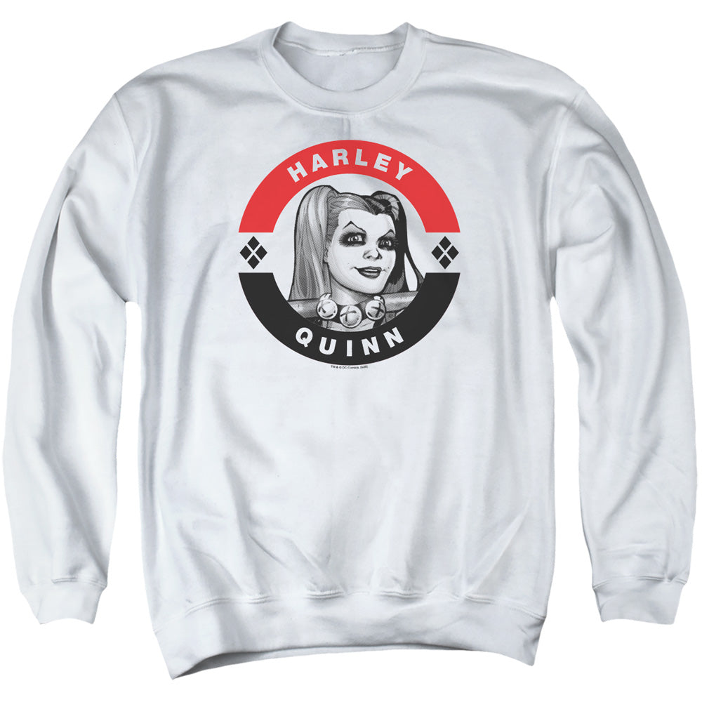 Batman Comics Harley President Circle Men's Crewneck 50 50 Poly Long-Sleeve T-Shirt