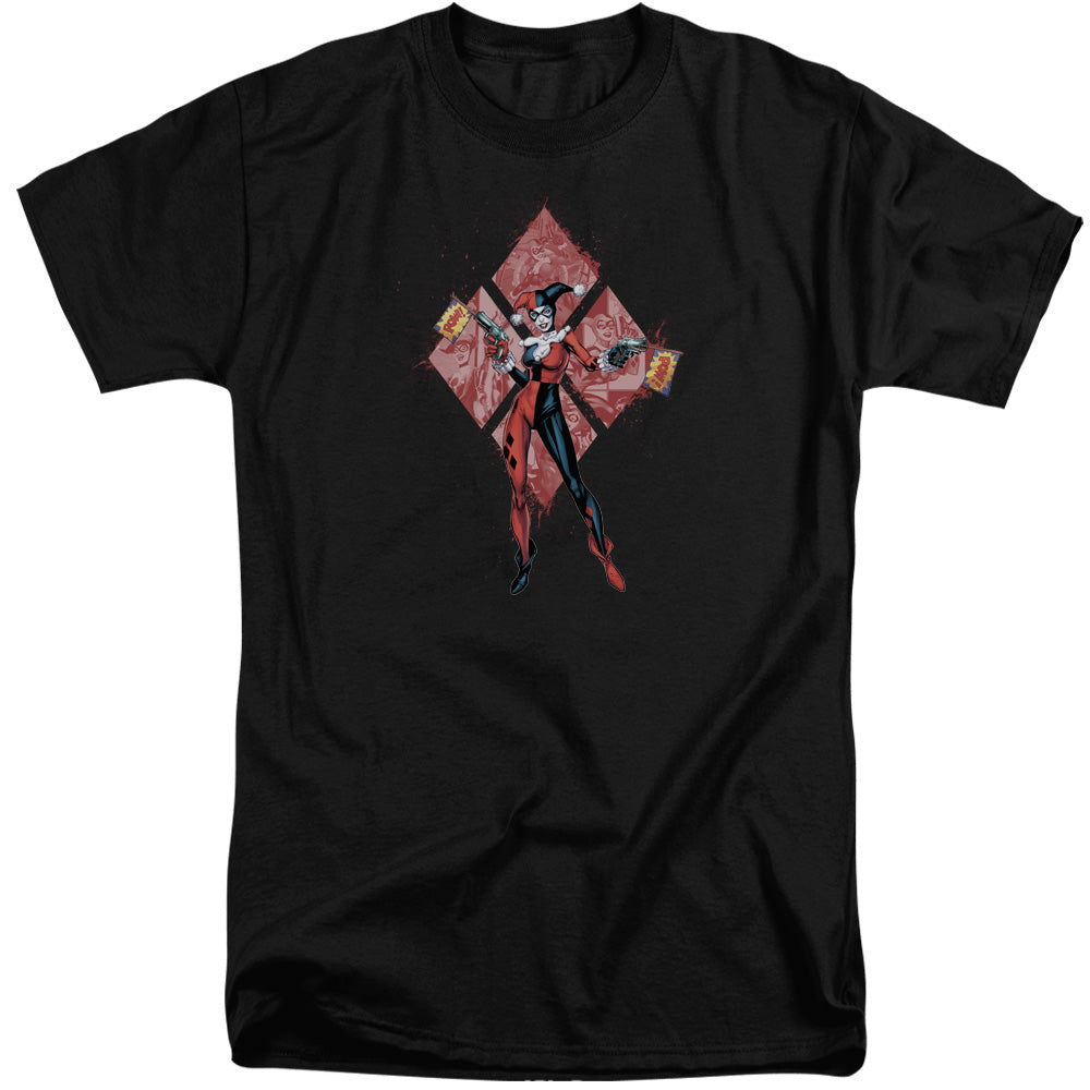 Batman Comics Harley Quinn (Diamonds) Men's 18/1 Tall Cotton Short-Sleeve T-Shirt