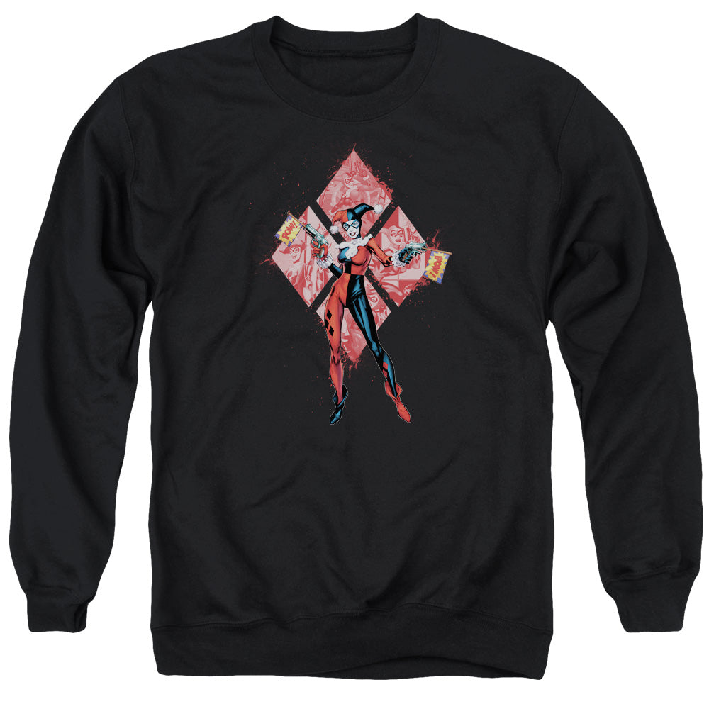 Batman Comics Harley Quinn (Diamonds) Men's Crewneck 50 50 Poly Long-Sleeve T-Shirt