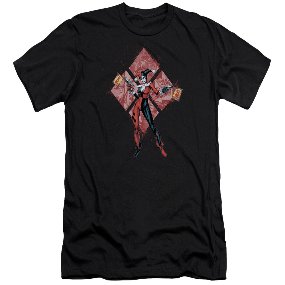 Batman Comics Harley Quinn (Diamonds) Men's Ultra-Soft 30/1 Cotton Slim Short-Sleeve T-Shirt