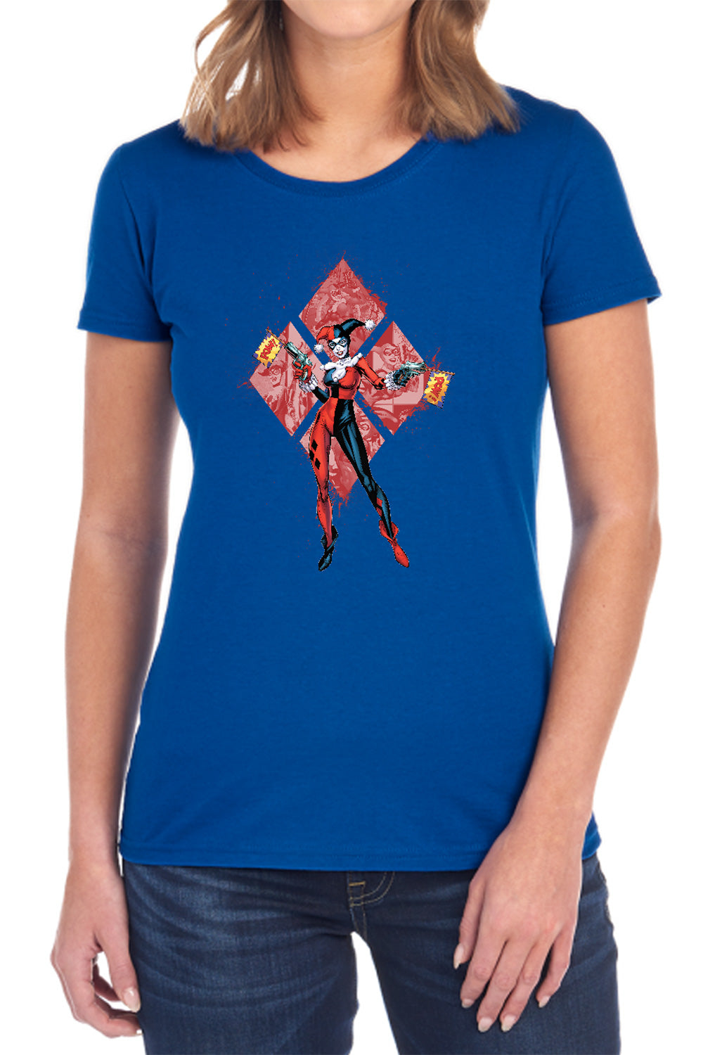 Batman Comics Harley Quinn (Diamonds) Women's 18/1 Cotton Short-Sleeve T-Shirt