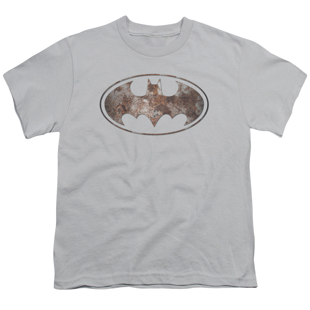 Batman Comics Heavy Rust Logo Youth 18/1 100% Cotton Short-Sleeve T-Shirt
