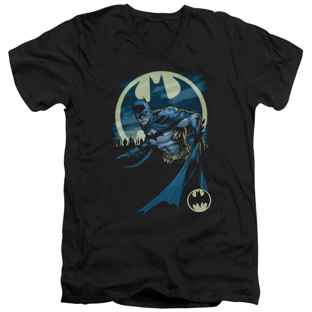 Batman Comics Heed The Call Men's 30/1 Cotton Slim V-Neck T-Shirt