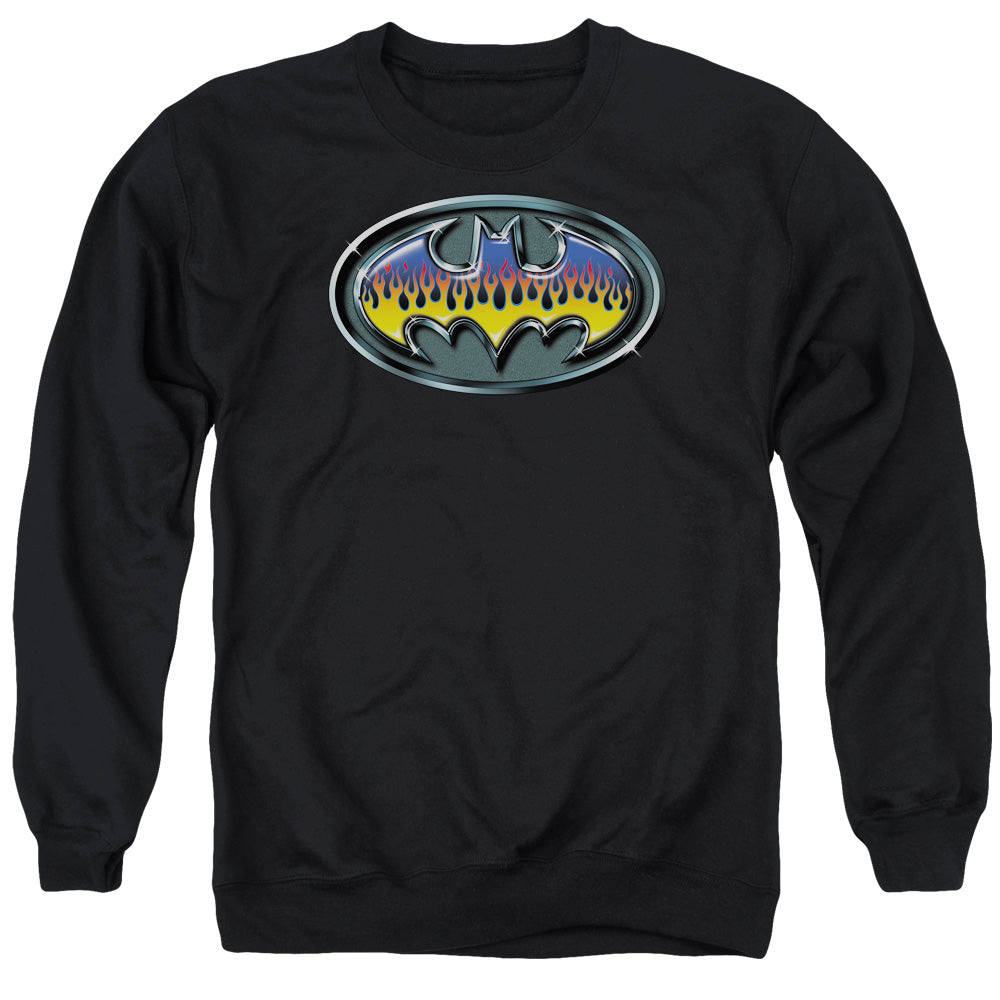 Batman Comics Hot Rod Shield Men's Crewneck 50 50 Poly Long-Sleeve T-Shirt