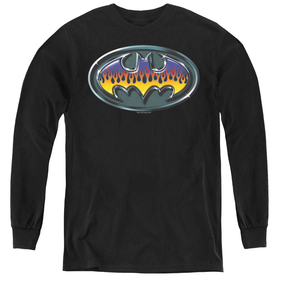 Batman Comics Hot Rod Shield Youth Long-Sleeve T-Shirt