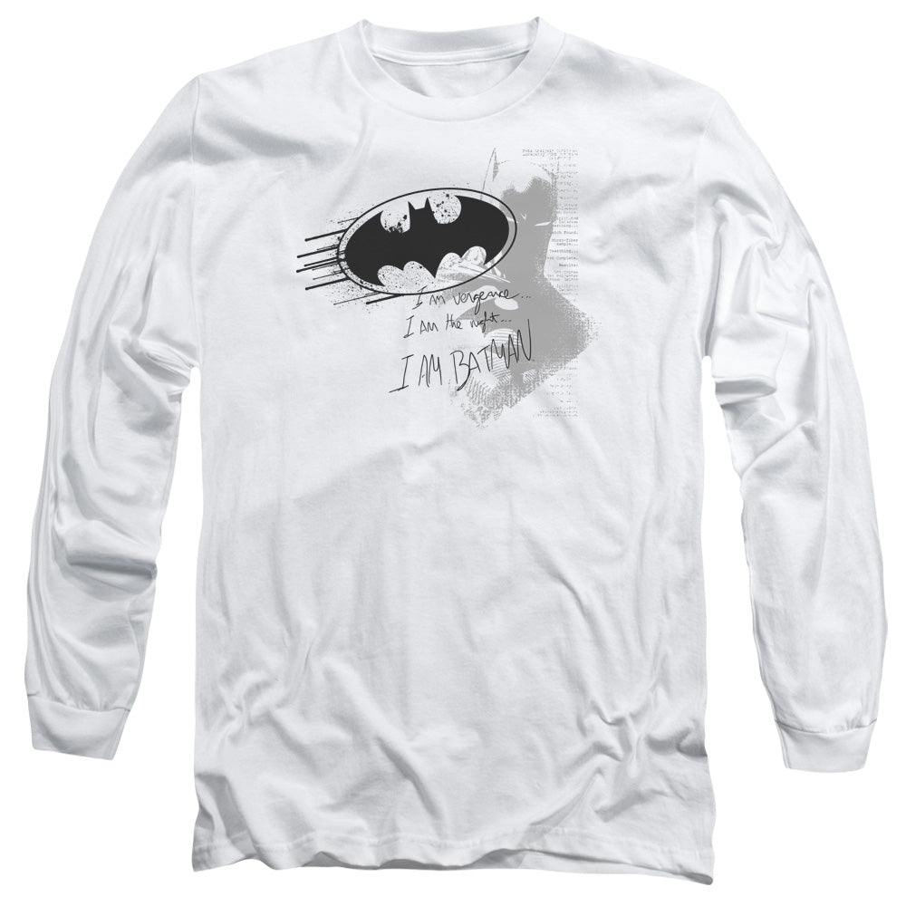 Batman Comics I Am Vengeance Men's 18/1 Cotton Long-Sleeve T-Shirt
