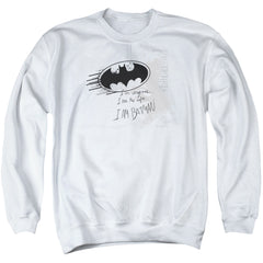 Batman Comics I Am Vengeance Men's Crewneck 50 50 Poly Long-Sleeve T-Shirt
