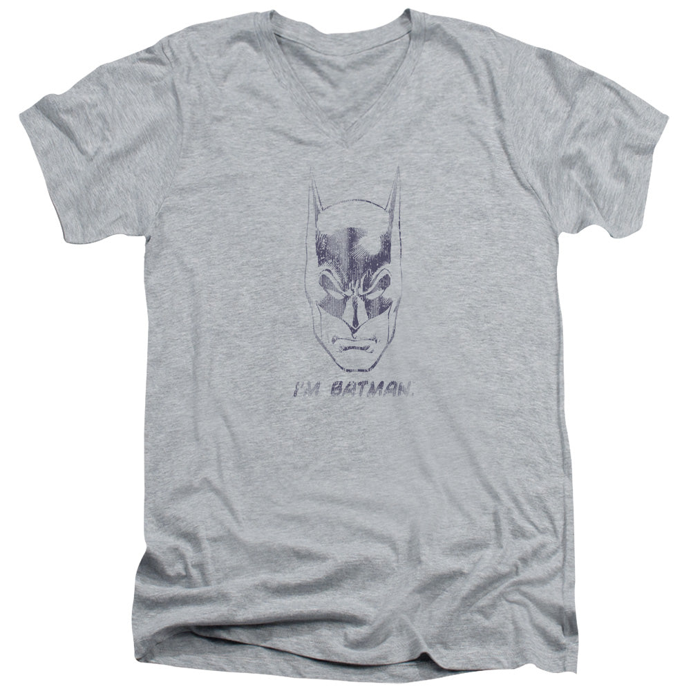 Batman Comics Im Batman Men's 30/1 Cotton Slim V-Neck T-Shirt