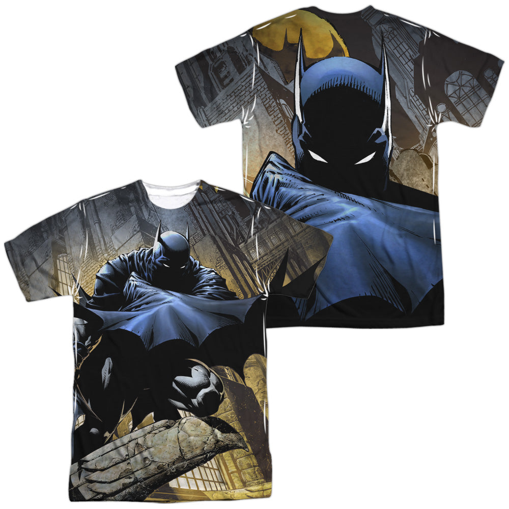 Batman Comics In Shadow (Front/Back Print) Men's Regular Fit Polyester Short-Sleeve T-Shirt