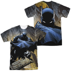 Batman Comics In Shadow (Front/Back Print) Men's Regular Fit Polyester Short-Sleeve T-Shirt