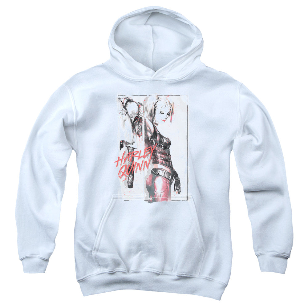 Batman Comics Ink Wash Harley Youth Cotton Poly Pull-Over Hoodie