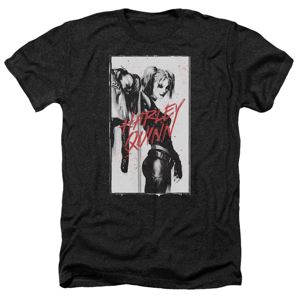 Batman Comics Inked Quinn Men's 30/1 Heather 60 40 Poly Short-Sleeve T-Shirt