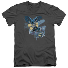 Batman Comics Into The Night Men's 30/1 Cotton Slim V-Neck T-Shirt