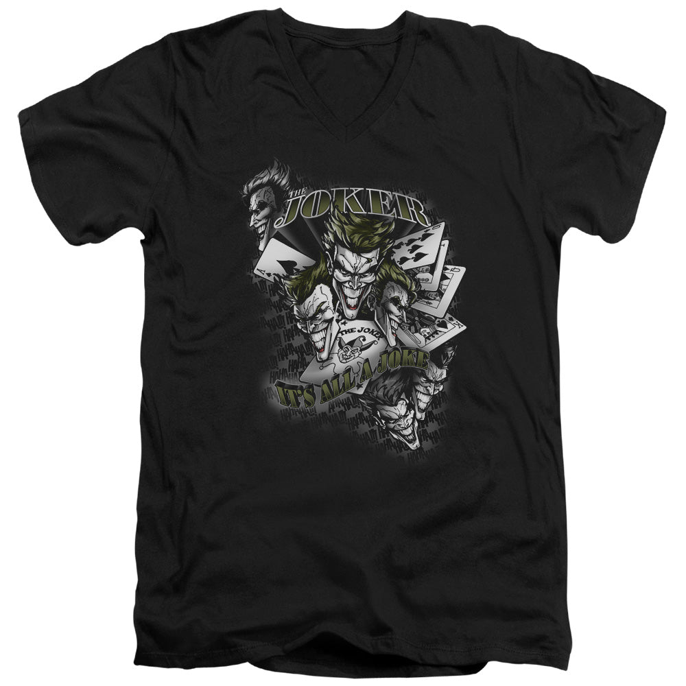 Batman Comics Its All A Joke Men's 30/1 Cotton Slim V-Neck T-Shirt