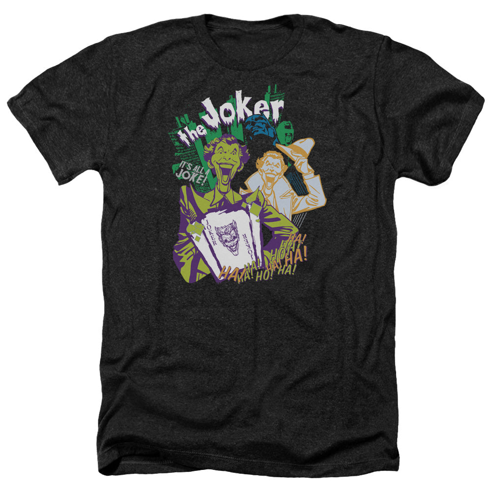 Batman Comics Its All A Joke Men's 30/1 Heather 60 40 Poly Short-Sleeve T-Shirt