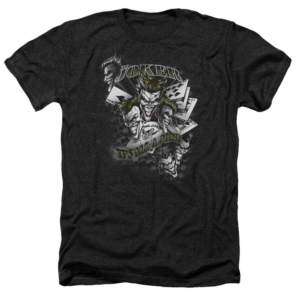 Batman Comics Its All A Joke Men's 30/1 Heather 60 40 Poly Short-Sleeve T-Shirt