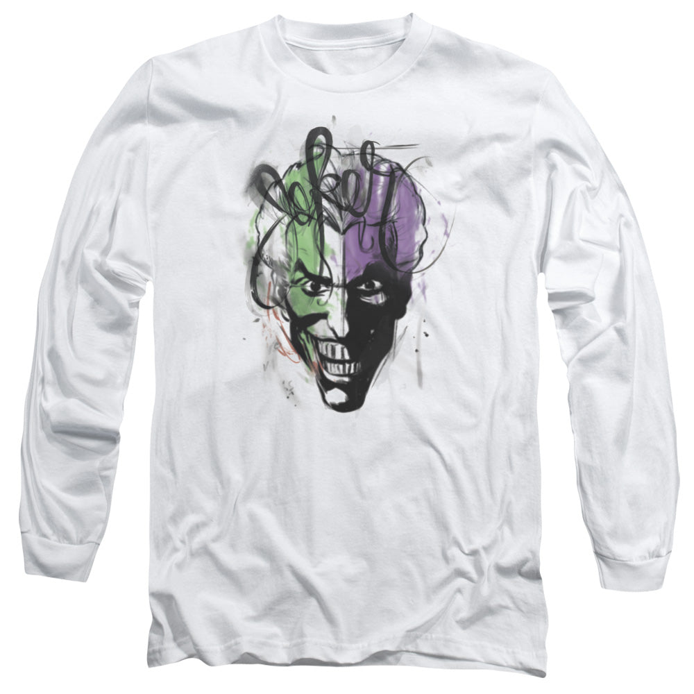 Batman Comics Joker Airbrush Men's 18/1 Cotton Long-Sleeve T-Shirt