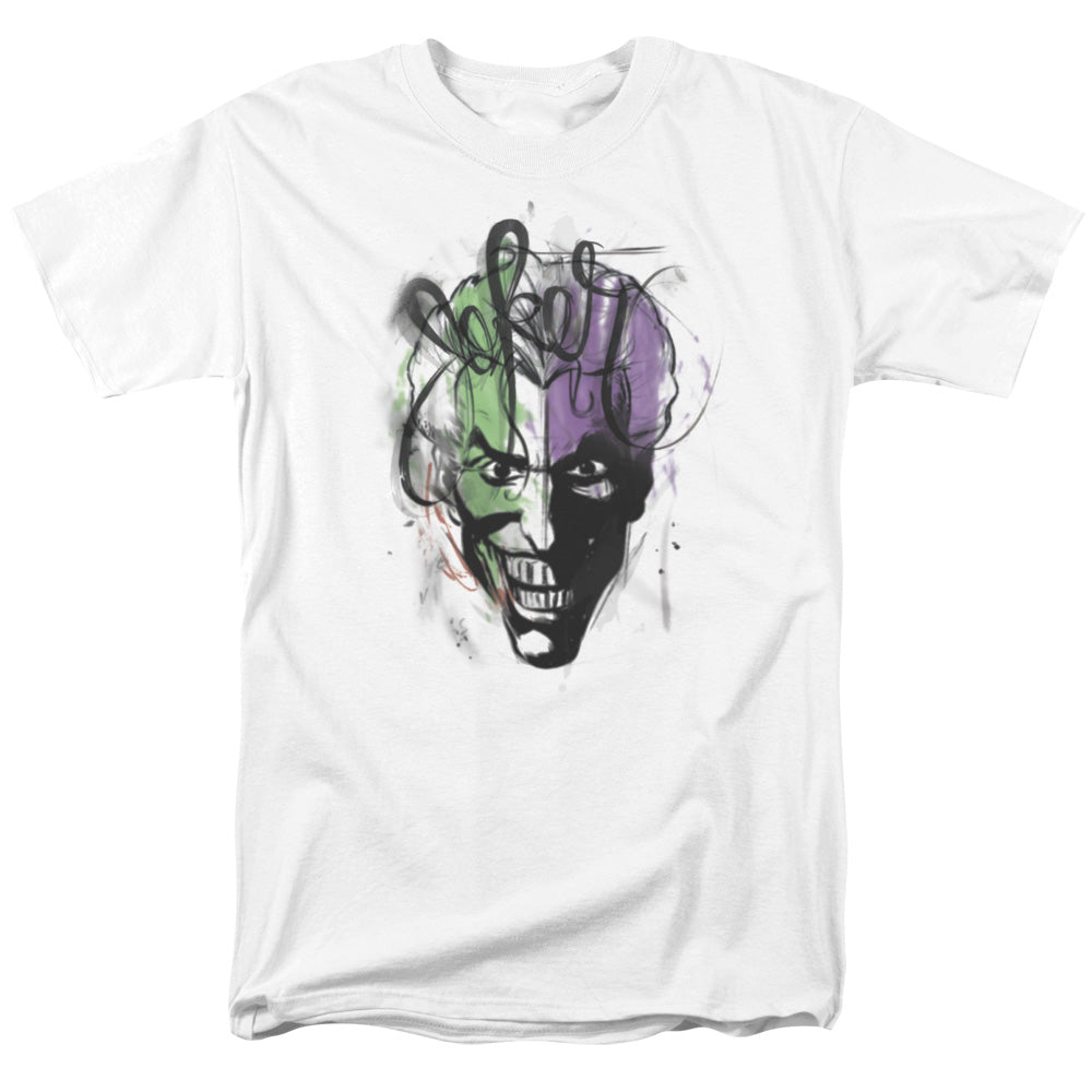 Batman Comics Joker Airbrush Men's 18/1 Cotton Short-Sleeve T-Shirt