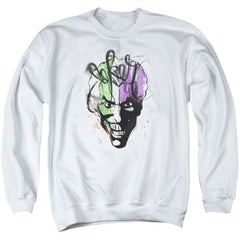 Batman Comics Joker Airbrush Men's Crewneck 50 50 Poly Long-Sleeve T-Shirt