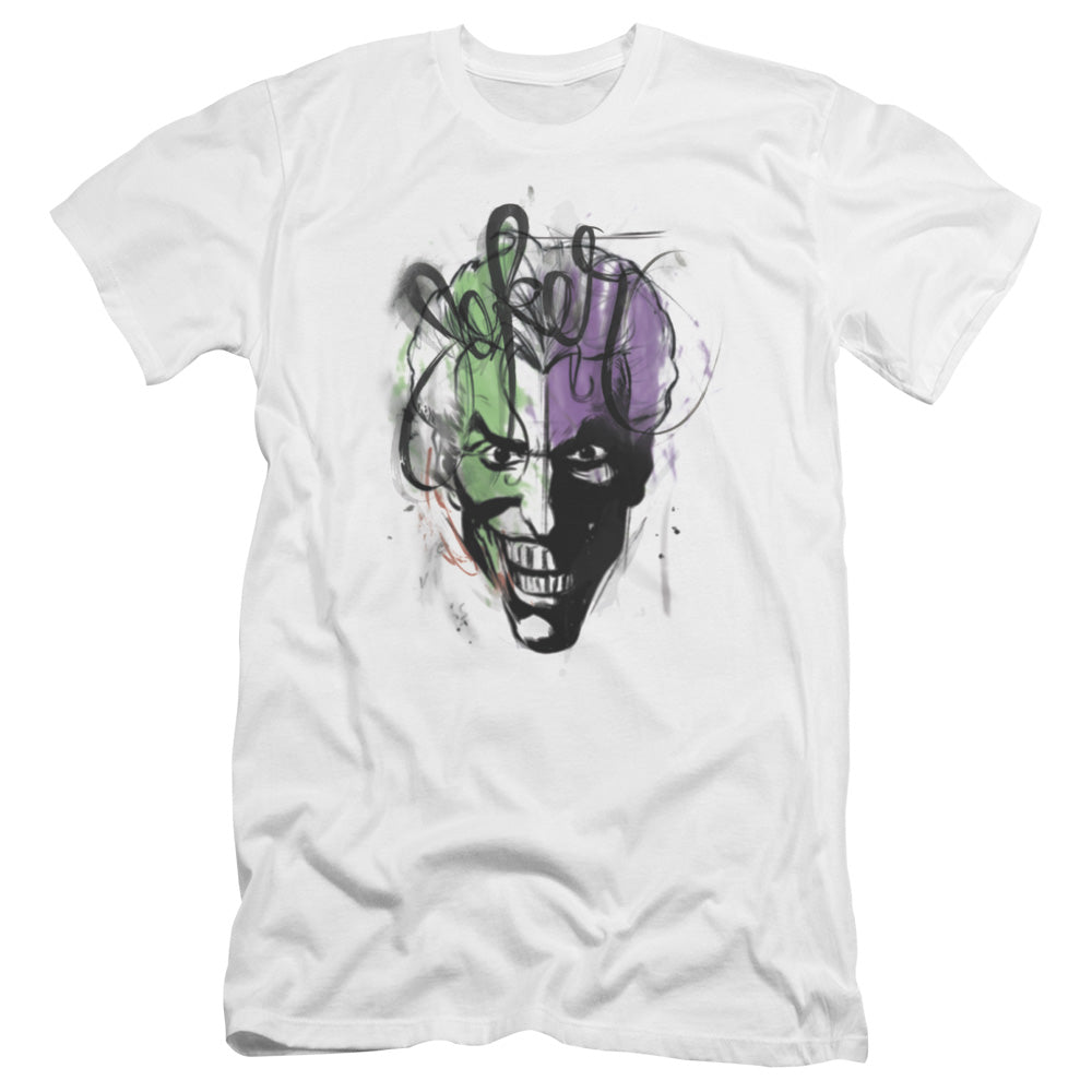 Batman Comics Joker Airbrush Men's Ultra-Soft 30/1 Cotton Slim Short-Sleeve T-Shirt