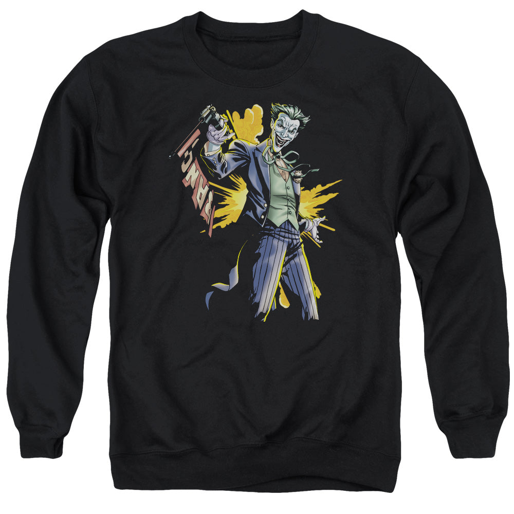 Batman Comics Joker Bang Men's Crewneck 50 50 Poly Long-Sleeve T-Shirt
