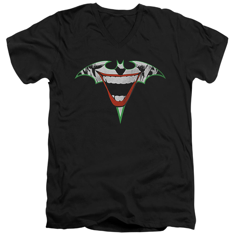 Batman Comics Joker Bat Logo Men's 30/1 Cotton Slim V-Neck T-Shirt
