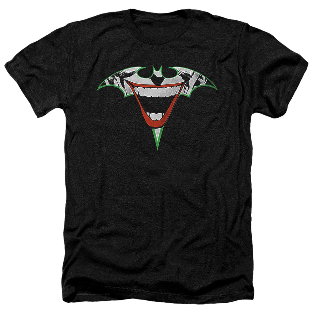 Batman Comics Joker Bat Logo Men's 30/1 Heather 60 40 Poly Short-Sleeve T-Shirt