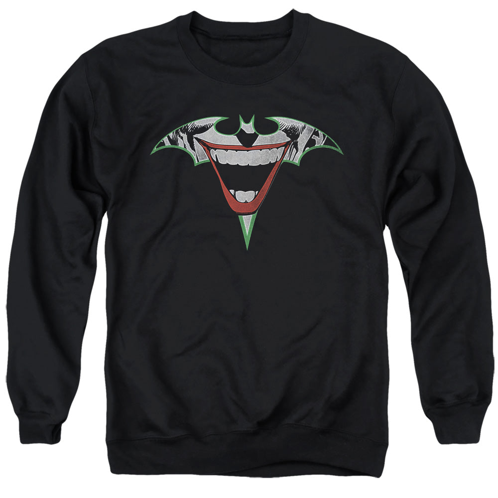 Batman Comics Joker Bat Logo Men's Crewneck 50 50 Poly Long-Sleeve T-Shirt