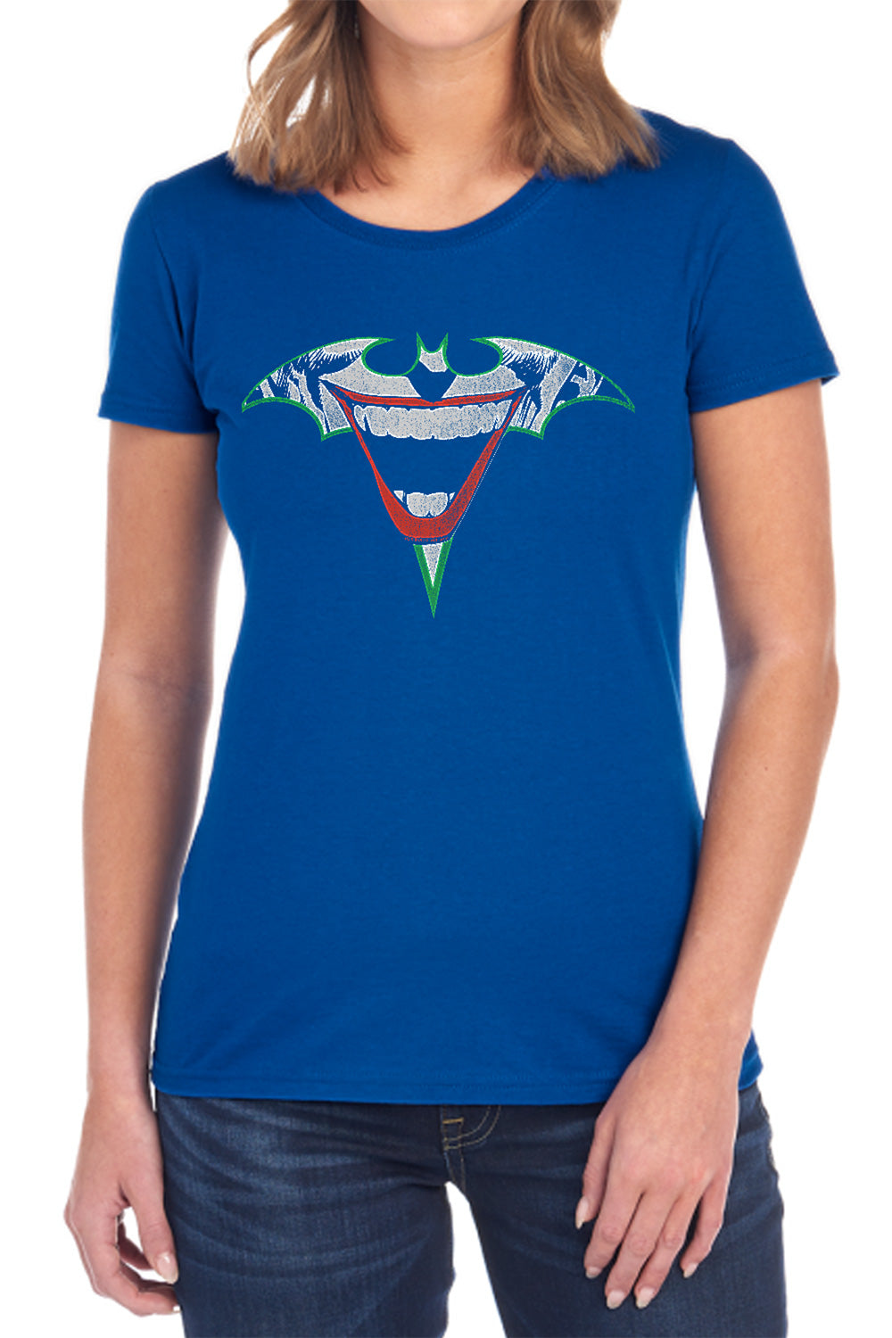 Batman Comics Joker Bat Logo Women's 18/1 Cotton Short-Sleeve T-Shirt