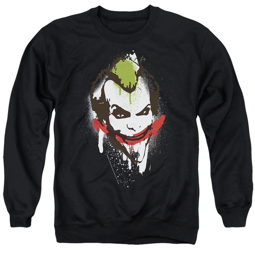Batman Comics Joker Big Face Men's Crewneck 50 50 Poly Long-Sleeve T-Shirt