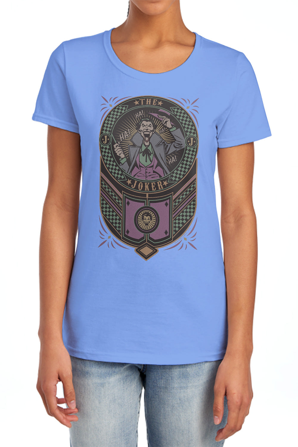 Batman Comics Joker Checkered Sign Women's 18/1 Cotton Short-Sleeve T-Shirt