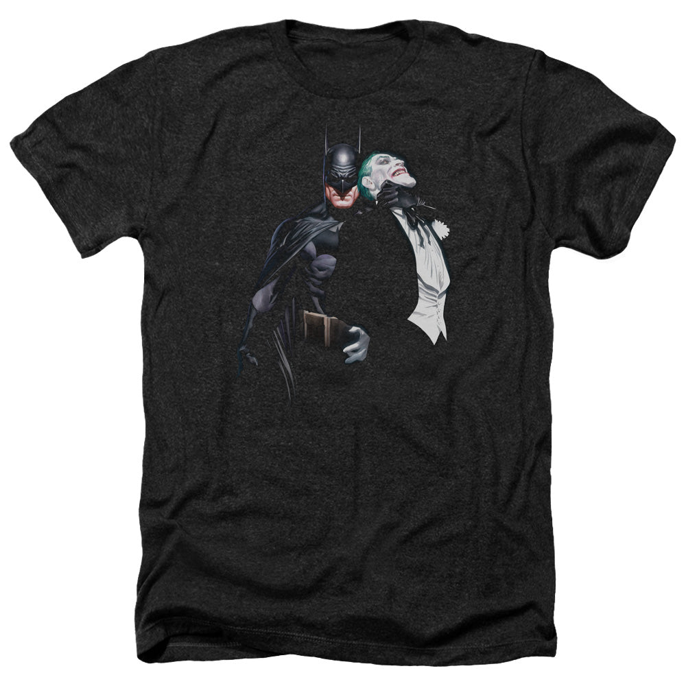 Batman Comics Joker Choke Men's 30/1 Heather 60 40 Poly Short-Sleeve T-Shirt