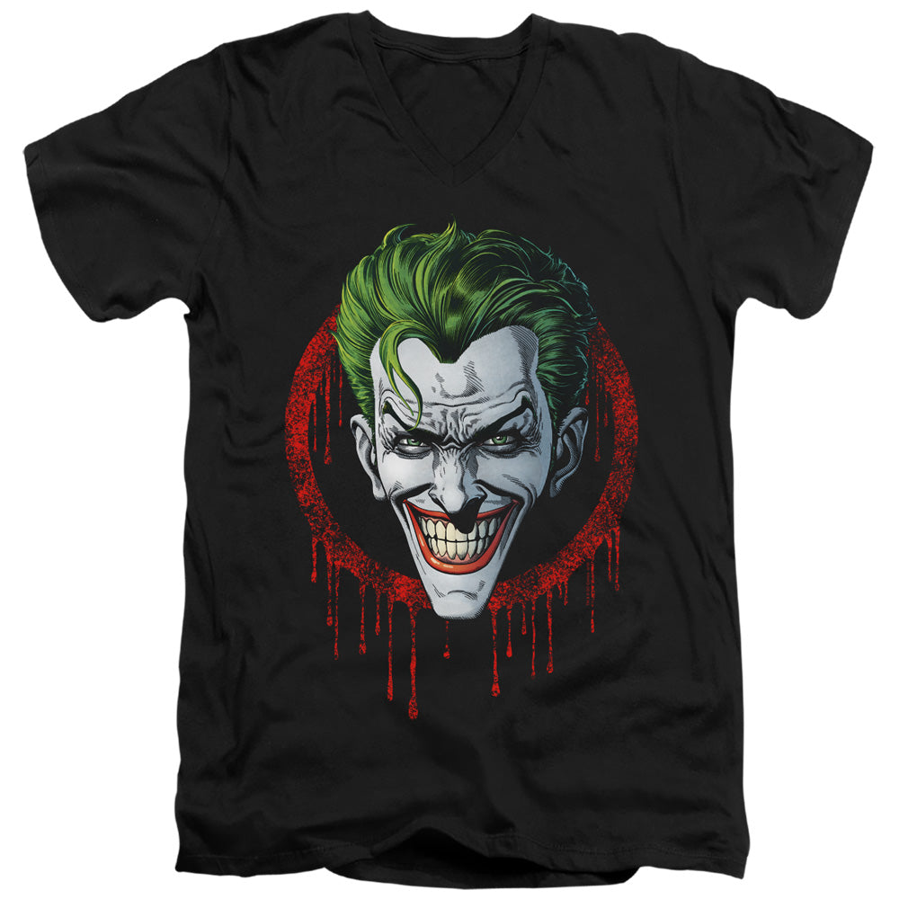 Batman Comics Joker Drip Men's 30/1 Cotton Slim V-Neck T-Shirt