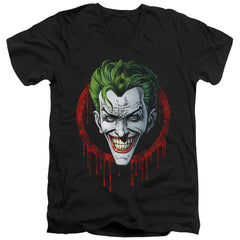 Batman Comics Joker Drip Men's 30/1 Cotton Slim V-Neck T-Shirt