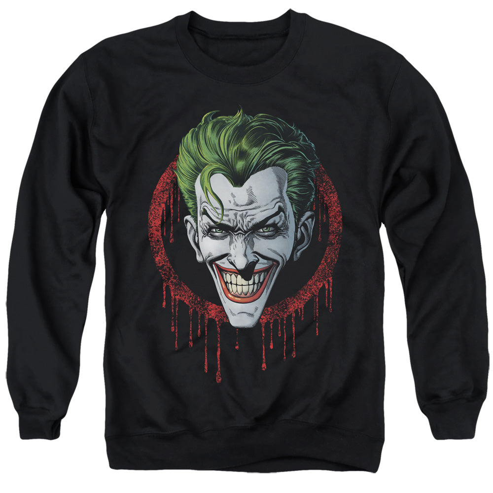 Batman Comics Joker Drip Men's Crewneck 50 50 Poly Long-Sleeve T-Shirt