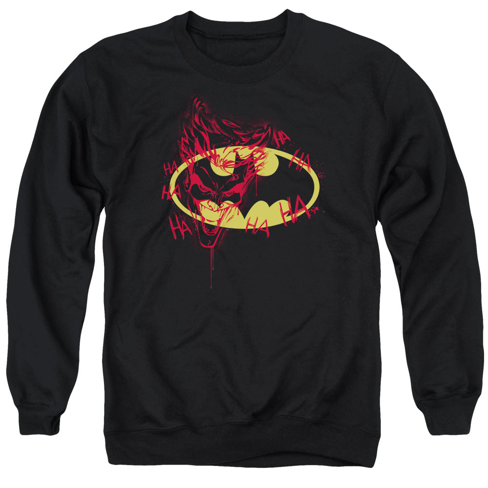 Batman Comics Joker Graffiti Men's Crewneck 50 50 Poly Long-Sleeve T-Shirt