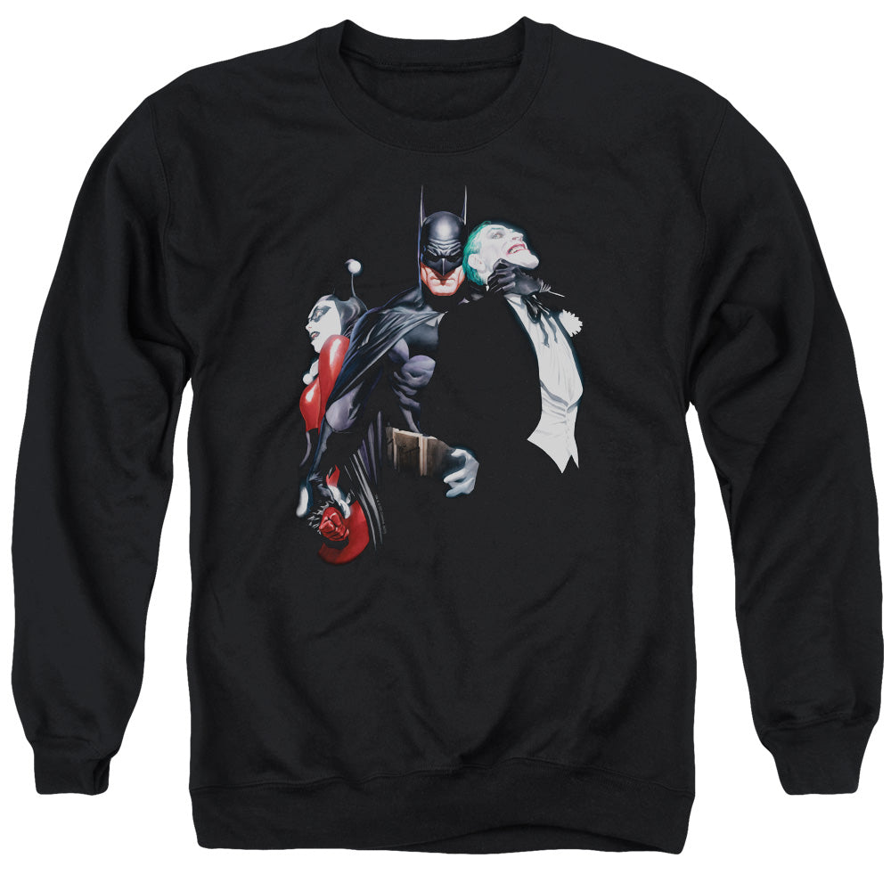 Batman Comics Joker Harley Choke Men's Crewneck 50 50 Poly Long-Sleeve T-Shirt