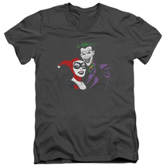 Batman Comics Joker & Harley Men's 30/1 Cotton Slim V-Neck T-Shirt