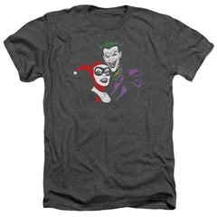 Batman Comics Joker & Harley Men's 30/1 Heather 60 40 Poly Short-Sleeve T-Shirt