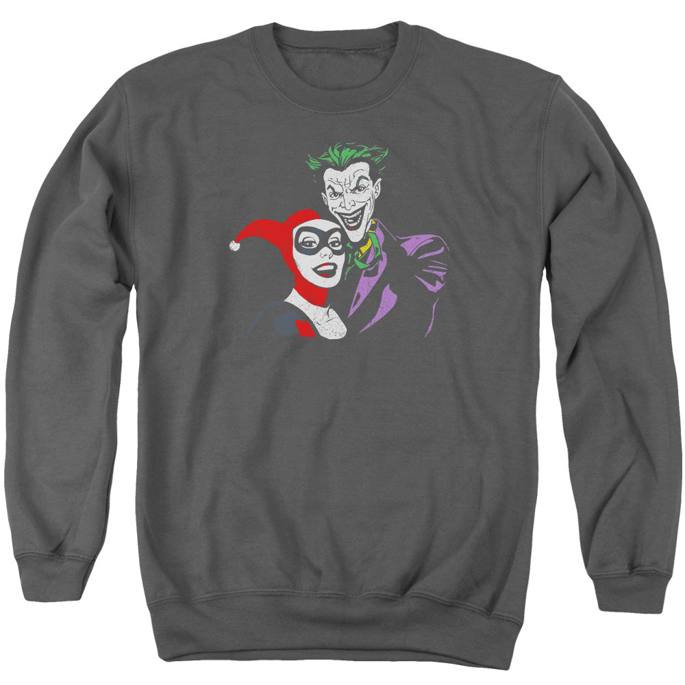 Batman Comics Joker & Harley Men's Crewneck 50 50 Poly Long-Sleeve T-Shirt