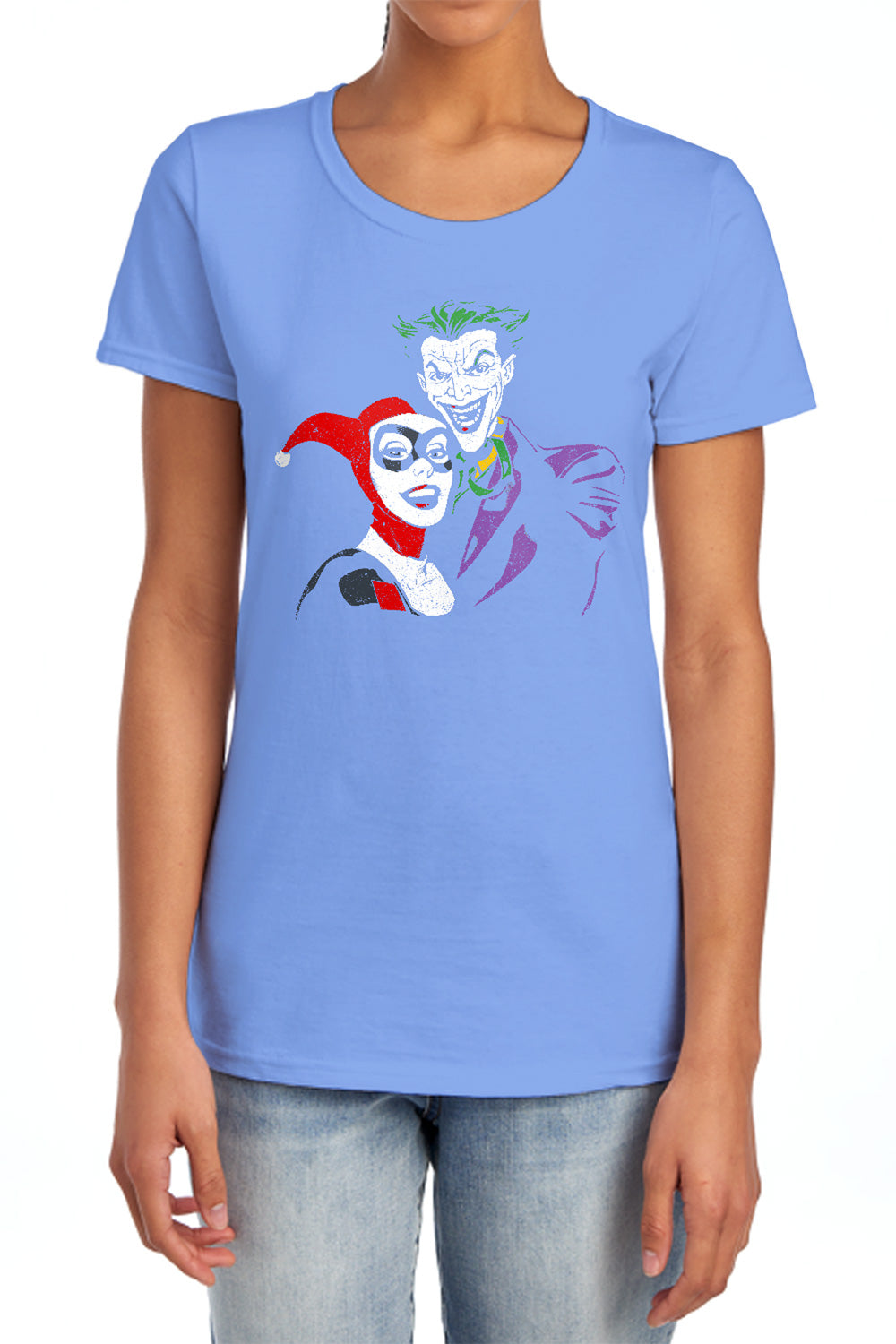 Batman Comics Joker & Harley Women's 18/1 Cotton Short-Sleeve T-Shirt