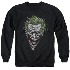 Batman Comics Joker Men's Crewneck 50 50 Poly Long-Sleeve T-Shirt