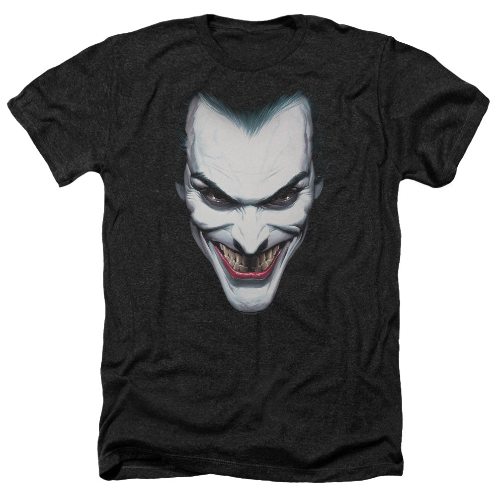 Batman Comics Joker Portrait Men's 30/1 Heather 60 40 Poly Short-Sleeve T-Shirt
